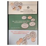 3 U.S. Unc Mint Coin Sets - 1988, 1993 & 1994