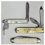 3 Vntg Pocket Knives w Pearl-Style Handles