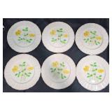 6 Vintage Southern Potteries Hand-Painted Plates