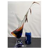 Vintage Glass Murano Dolphin Fish Vase