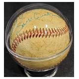 Baseball Signed w Multiple Names & Display Case