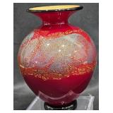 Michael Nourot Red Satin Art Glass Vase