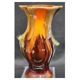 Hand-Crafted Ceramic Vase w Colorful Drip Glaze