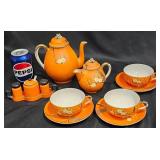 Japanese Floral Tea Set w Cups, S&P Shakers