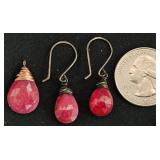 Earrings & Pendant Set w Pink Sapphires
