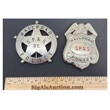 2 SP&S Railroad Police Badges