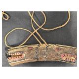 Hand-Carved Native American Amulet w Leather Cord