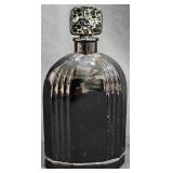 Black Glass Perfume Bottle w Decorative Stopper