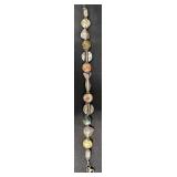 Sterling Silver Link Bracelet w Stones & Sea Motif