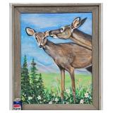 Original Deer Duo Painting by Blue Bond