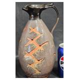 Handmade Glazed Ceramic Pitcher, Signed