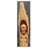 Hand-Carved Wood Native American Chief Sculpture