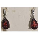 14K Gold Garnet & Diamond Earrings
