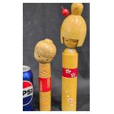 2 Vintage Japanese Wooden Kokeshi Dolls