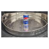 Large Oval Silver-Toned Textured Serving Tray