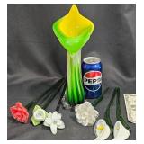 Vintage Jack-in-the-Pulpit Glass Art Vase w Glass