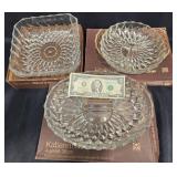 3 Meteor Crystal Bowls Set w Boxes