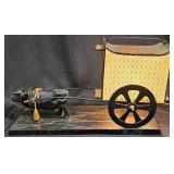 Ox Pulling Cart Lamp w Fabric Shade Works