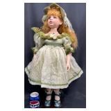 W. Tung Porcelain Doll w Signature, Stand