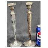 Pair 10 1/2" Tall Sterling Candle Holders