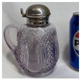 Antique Purple Pressed Glass Syrup Dispenser