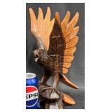 Hand-Carved Wooden Bald Eagle Sculpture