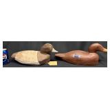 2 Wooden Hand-Painted Duck Decoys - Bluebill +