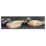 2 Hand-Painted Wooden Mallard Duck Decoys