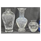 3 Etched Vases - Lenox Crystalï¿½+