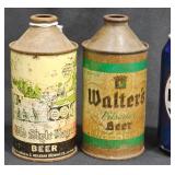 2 Vintage High-Profile Cone Top Beer Cans