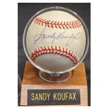 Sandy Koufax Signed Baseball w Display
