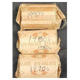 3 Rolls Kennedy Halves ï¿½ 1970's, 1980s' & 1990's