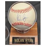 Nolan Ryan Signed Baseball w Display