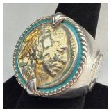 Sterling Silver Indian Head Nickel Ring Sz 10