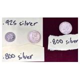 3 Foreign Silver Coins - .800 & .925 Composition