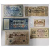 Vintage German & Mexican Currency Notes