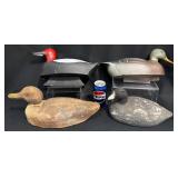 4 Duck Decoys - Plasti-Duk, Paper Mache, Wood +