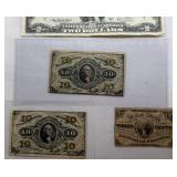 3 US Fractional Currency Notes Civil War Era