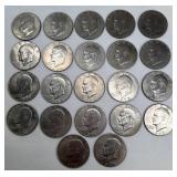 22 Eisenhower Silver $1 Coins 1970s & Bicentennial