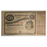 1880's State of Louisiana $5 Baby Bond