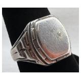 Sterling Silver Menï¿½s Art Deco Style Ring Sz 8