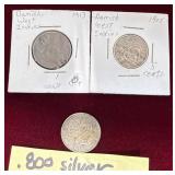 3 Danish W. Indies Coins - .800 Silver+