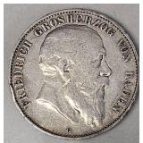 1903 German Empire 5 Mark Silver Coin