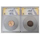 2 U.S. 1907 Indian Head Certified Pennies