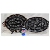 2 Hand-Painted Temp-tations Floral Lace Platters