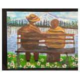 Original Couple on Bench Painting by Blue Bond
