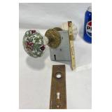 Antique Copper Door Plate & Floral Door Knob