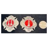 2 Vntg Portland Oregon Fire Dept Pins -Captain, Lt