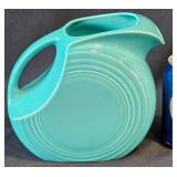 Large Turquoise Fiesta Ceramic Disk Pitcher