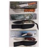 3 New Hunting Knives w Sheaths & Boxes